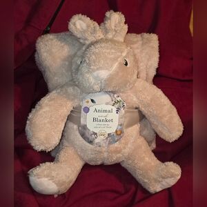 Plush Bunny Stuffed Animal with Blanket - Cream